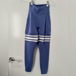 Bombshell Sportswear Blue Leggings with White Stripes